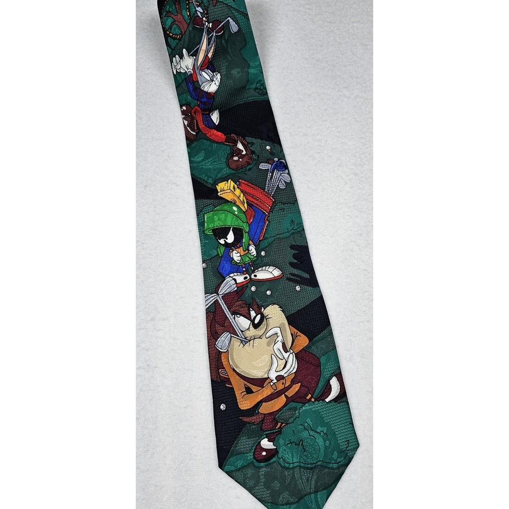 Vintage Looney Tunes Mania Tie Bugs Bunny‎ Marvin The Martian Taz Golf 90s 1995